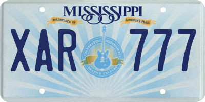 MS license plate XAR777