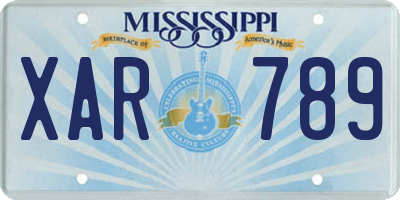 MS license plate XAR789