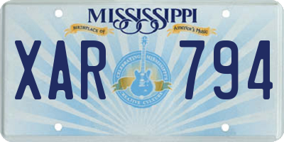 MS license plate XAR794