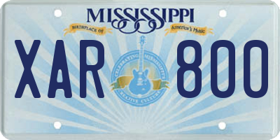 MS license plate XAR800