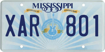 MS license plate XAR801