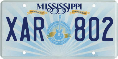 MS license plate XAR802