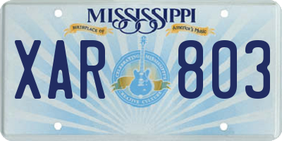 MS license plate XAR803