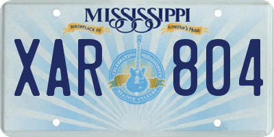 MS license plate XAR804