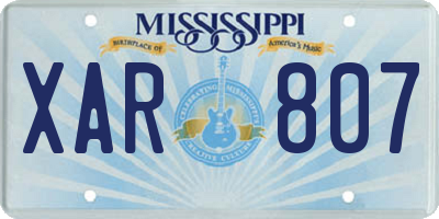 MS license plate XAR807