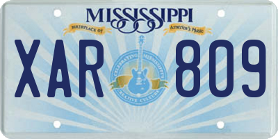 MS license plate XAR809