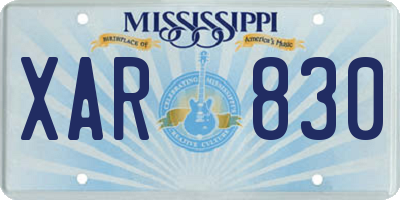 MS license plate XAR830