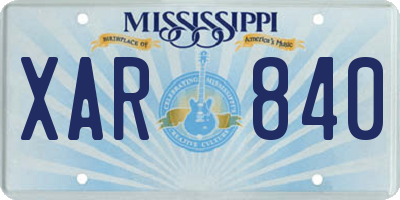 MS license plate XAR840