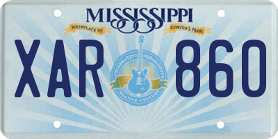 MS license plate XAR860