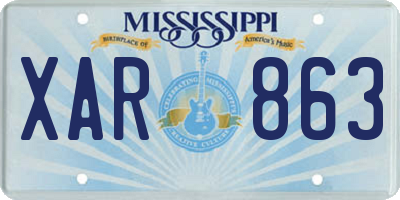 MS license plate XAR863