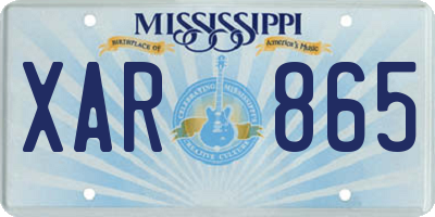 MS license plate XAR865