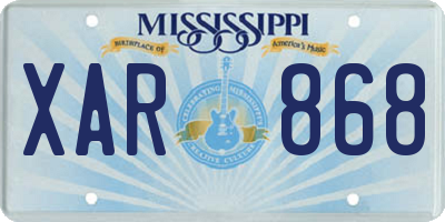 MS license plate XAR868