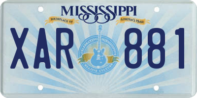 MS license plate XAR881