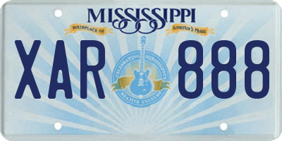 MS license plate XAR888