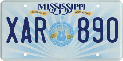 MS license plate XAR890