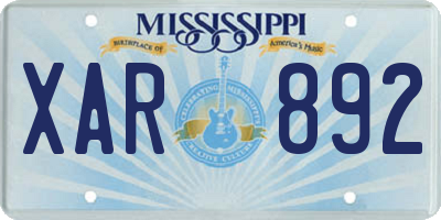 MS license plate XAR892
