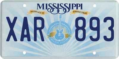 MS license plate XAR893