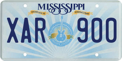 MS license plate XAR900