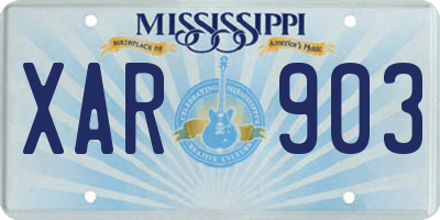 MS license plate XAR903