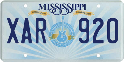 MS license plate XAR920