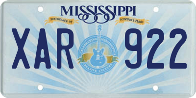 MS license plate XAR922