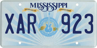 MS license plate XAR923