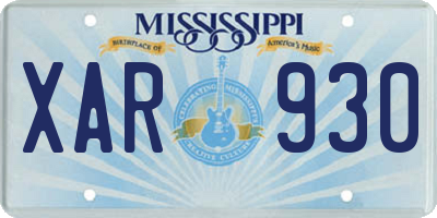 MS license plate XAR930