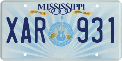 MS license plate XAR931