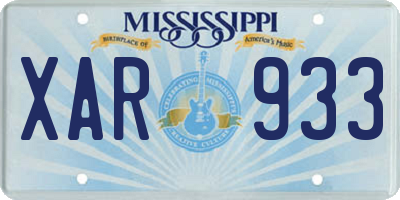 MS license plate XAR933