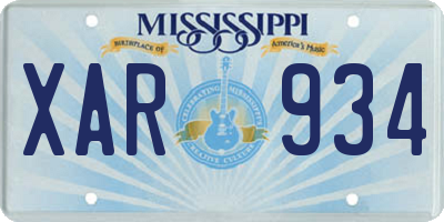 MS license plate XAR934