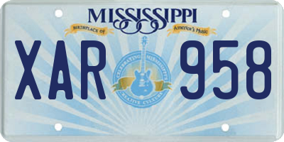 MS license plate XAR958