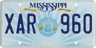 MS license plate XAR960