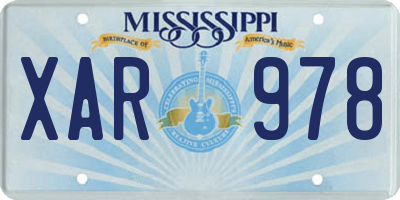 MS license plate XAR978