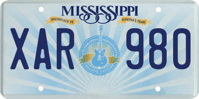 MS license plate XAR980