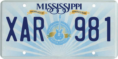 MS license plate XAR981