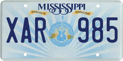 MS license plate XAR985