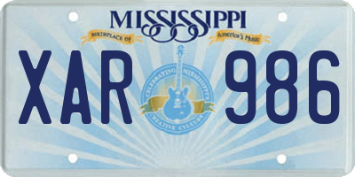 MS license plate XAR986