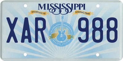 MS license plate XAR988