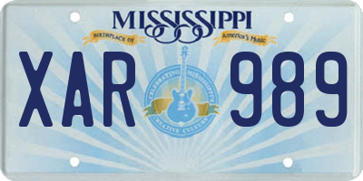 MS license plate XAR989