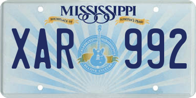 MS license plate XAR992