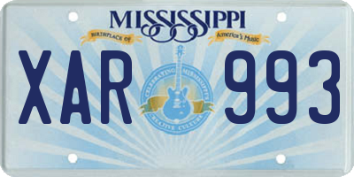 MS license plate XAR993