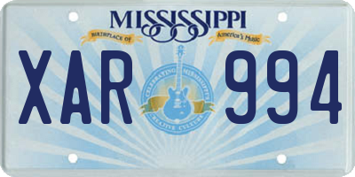 MS license plate XAR994