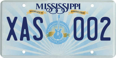 MS license plate XAS002