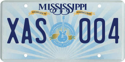 MS license plate XAS004
