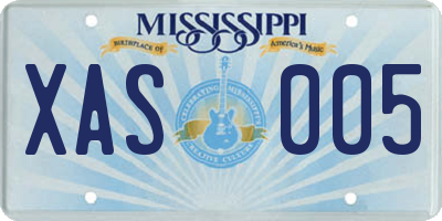 MS license plate XAS005