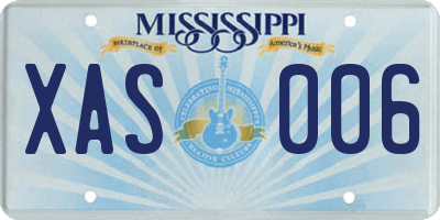 MS license plate XAS006