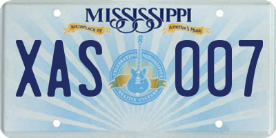 MS license plate XAS007