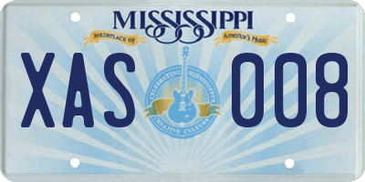 MS license plate XAS008