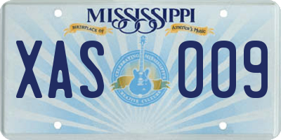 MS license plate XAS009