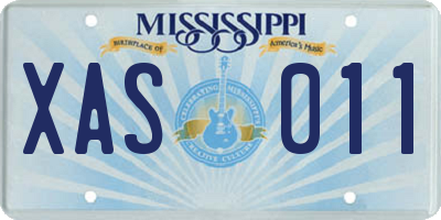 MS license plate XAS011
